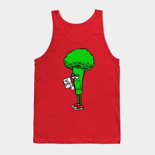 GO VEG BROCCOLI BOY - Cute Drawing with Eat Your Veggies Message Tank Top